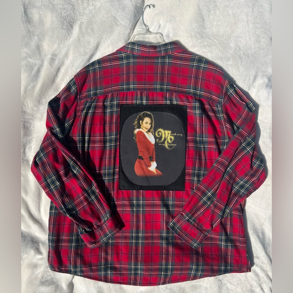Mariah Carey Merry Christmas Refashioned Flannel 3X